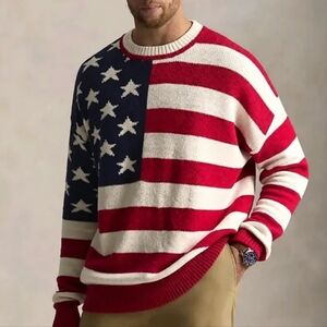 VINTAGE Red, White, and Blue Crewneck Sweater